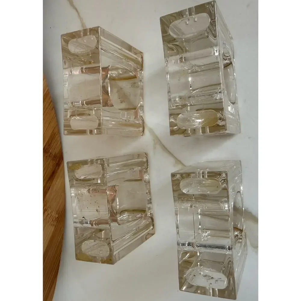 Vintage Lucite Acrylic Clear Individual Salt and Pepper Napkin Rings Set Of 4